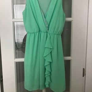 Sleeveless Green deep V flowy dress